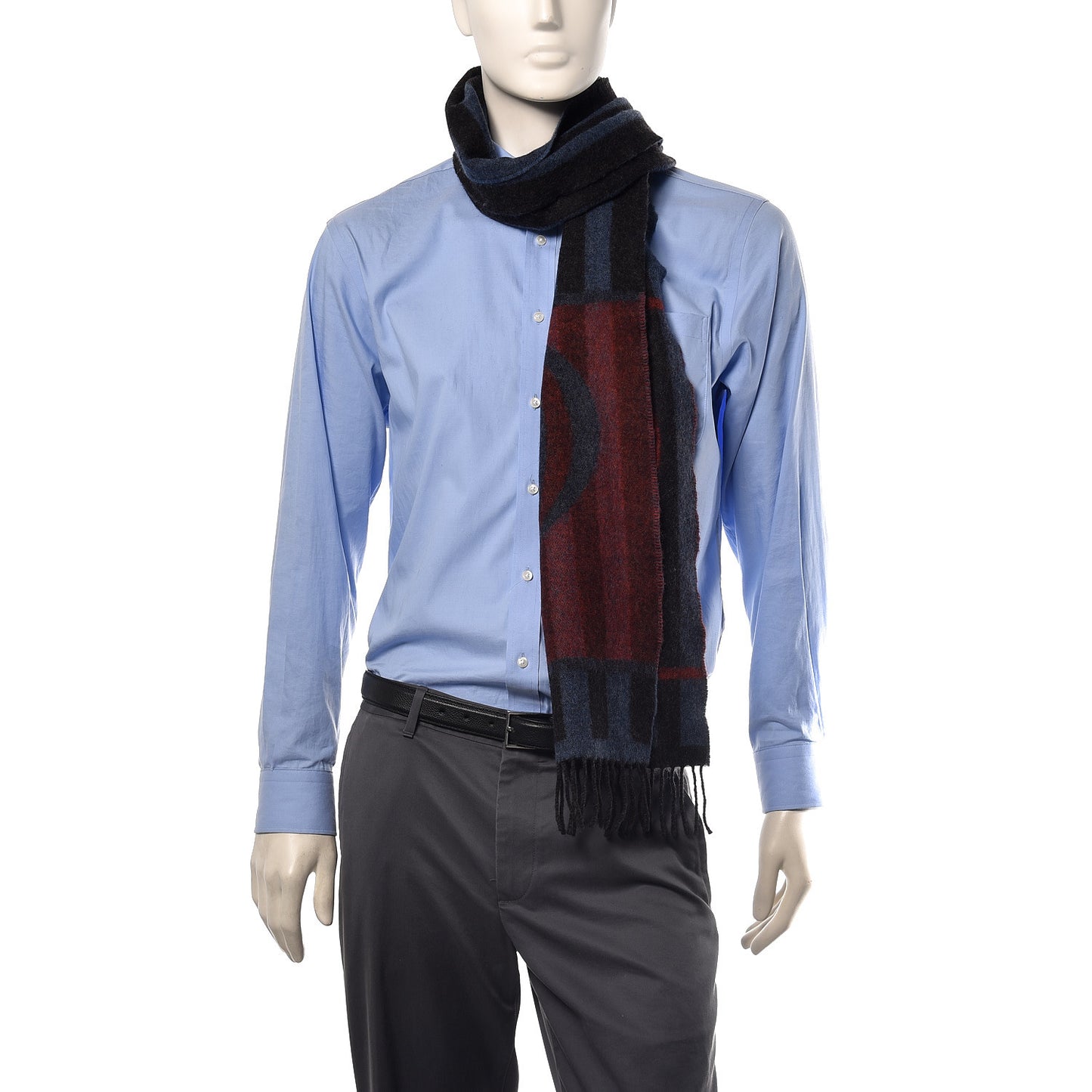 Wool Angora Stripe Muffler Hot Air Balloon Scarf Black Blue Red