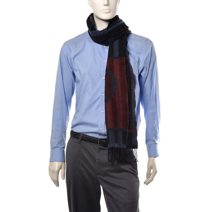 Louis Vuitton Wool Angora Stripe Muffler Hot Air Balloon Scarf Black Blue Red 2 of 6