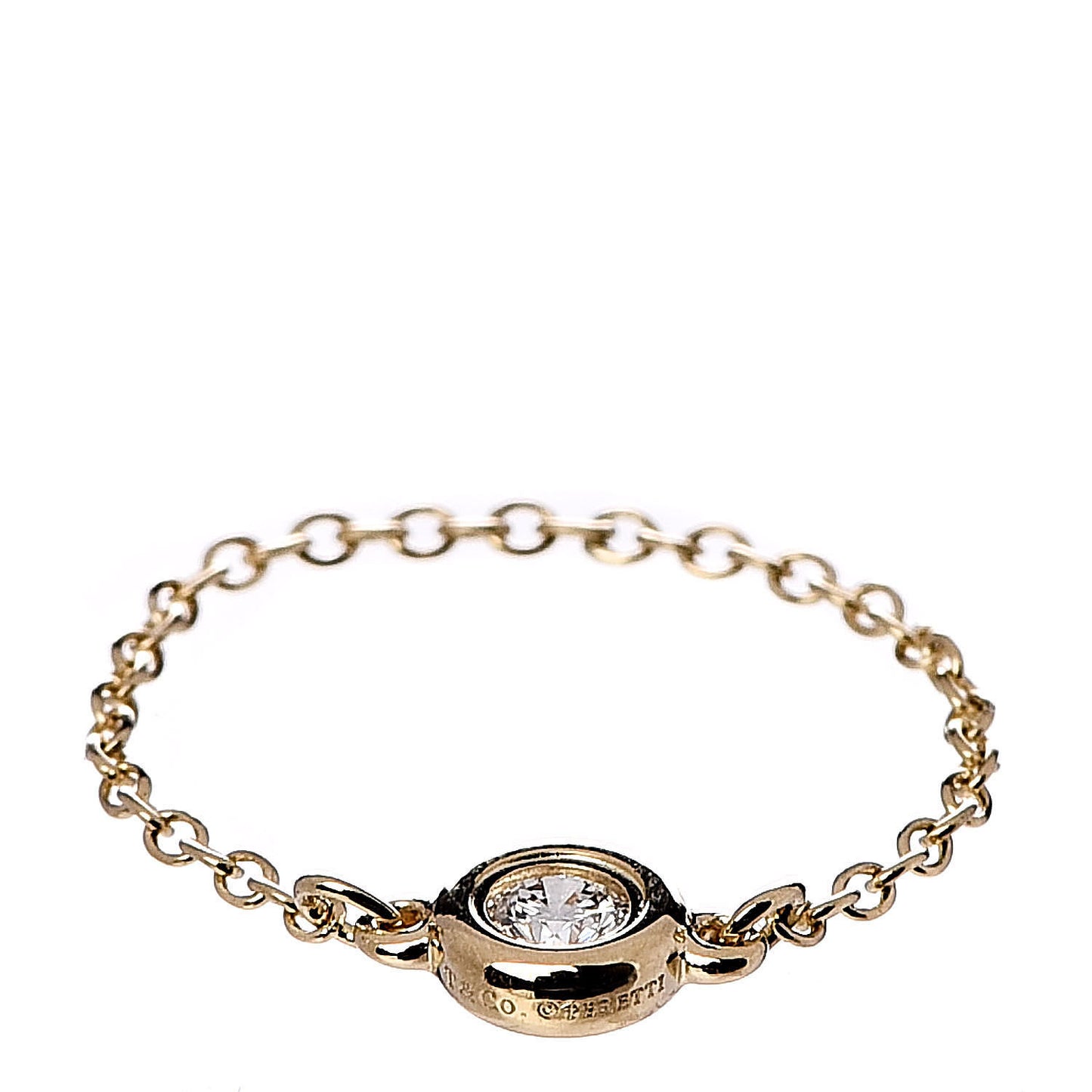 18K Yellow Gold Diamond .07ct Elsa Peretti Diamonds By The Yard Ring 45 3.5