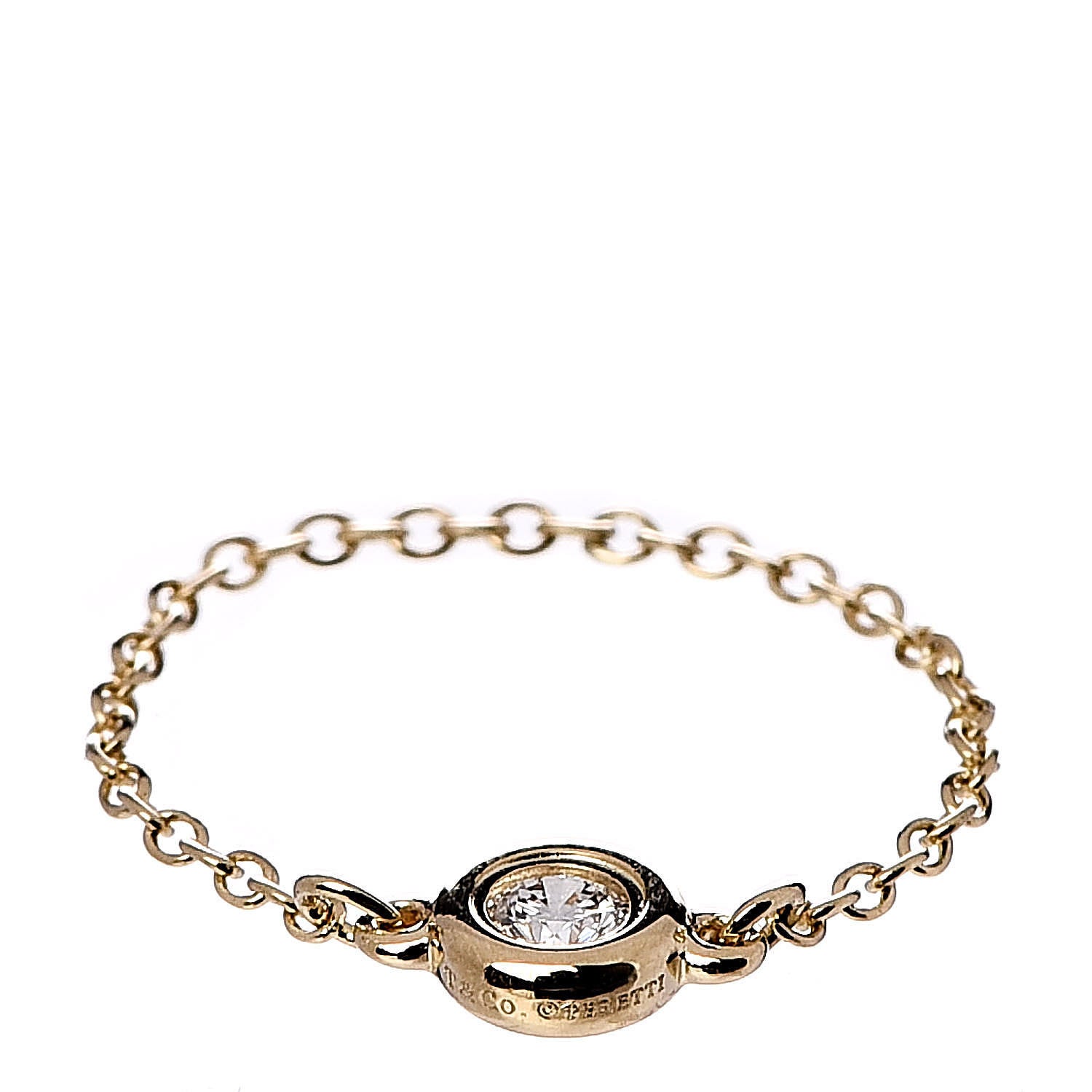 Tiffany 18K Yellow Gold Diamond .07ct Elsa Peretti Diamonds By The Yard Ring 45 3.5 1 of 5