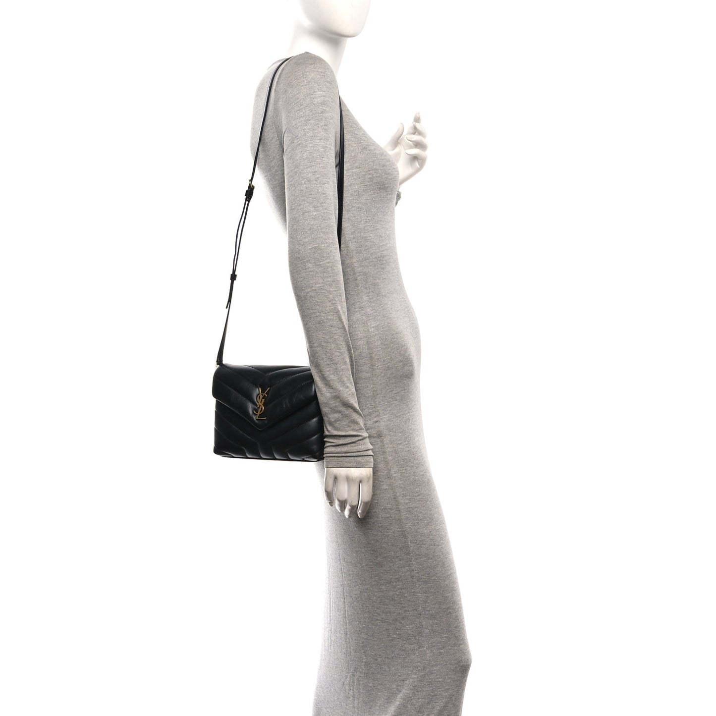 Calfskin Y Quilted Monogram Toy Loulou Crossbody Bag Black