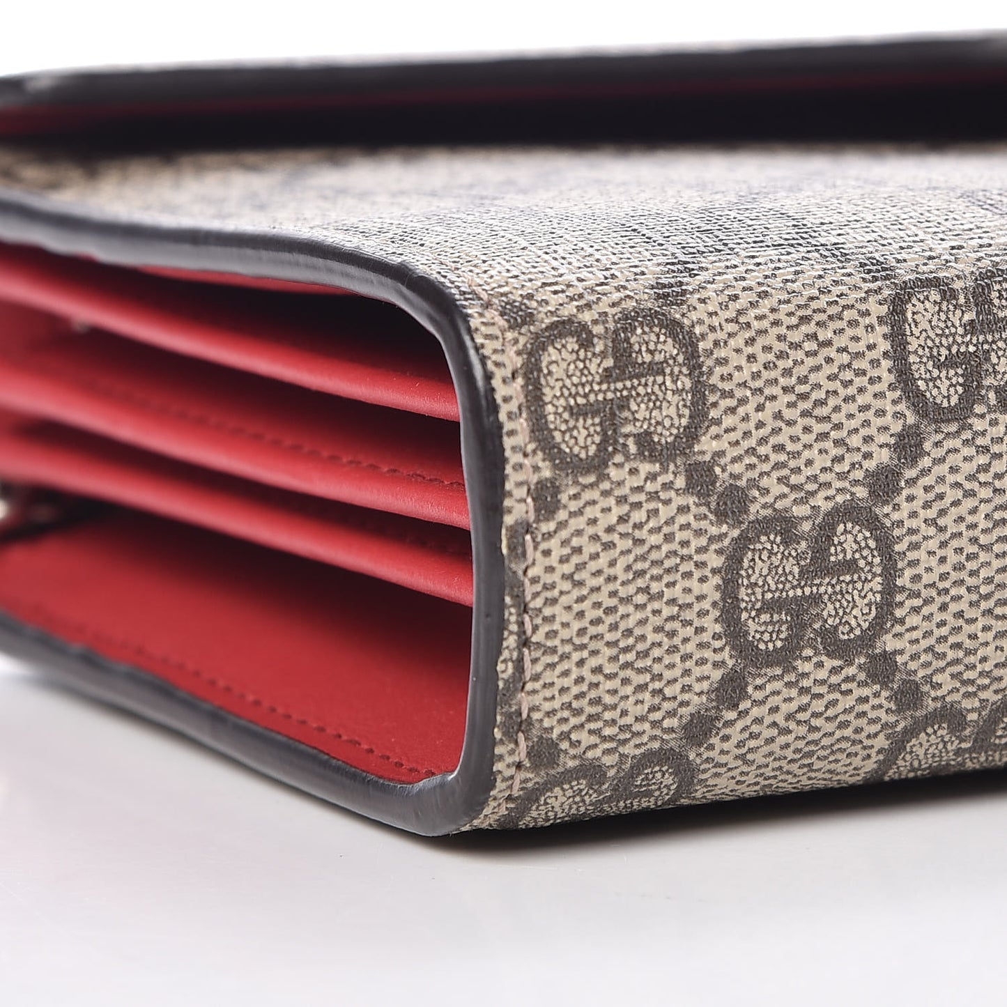 GG Supreme Monogram Mini Dionysus Chain Wallet Beige Vulcanic Red