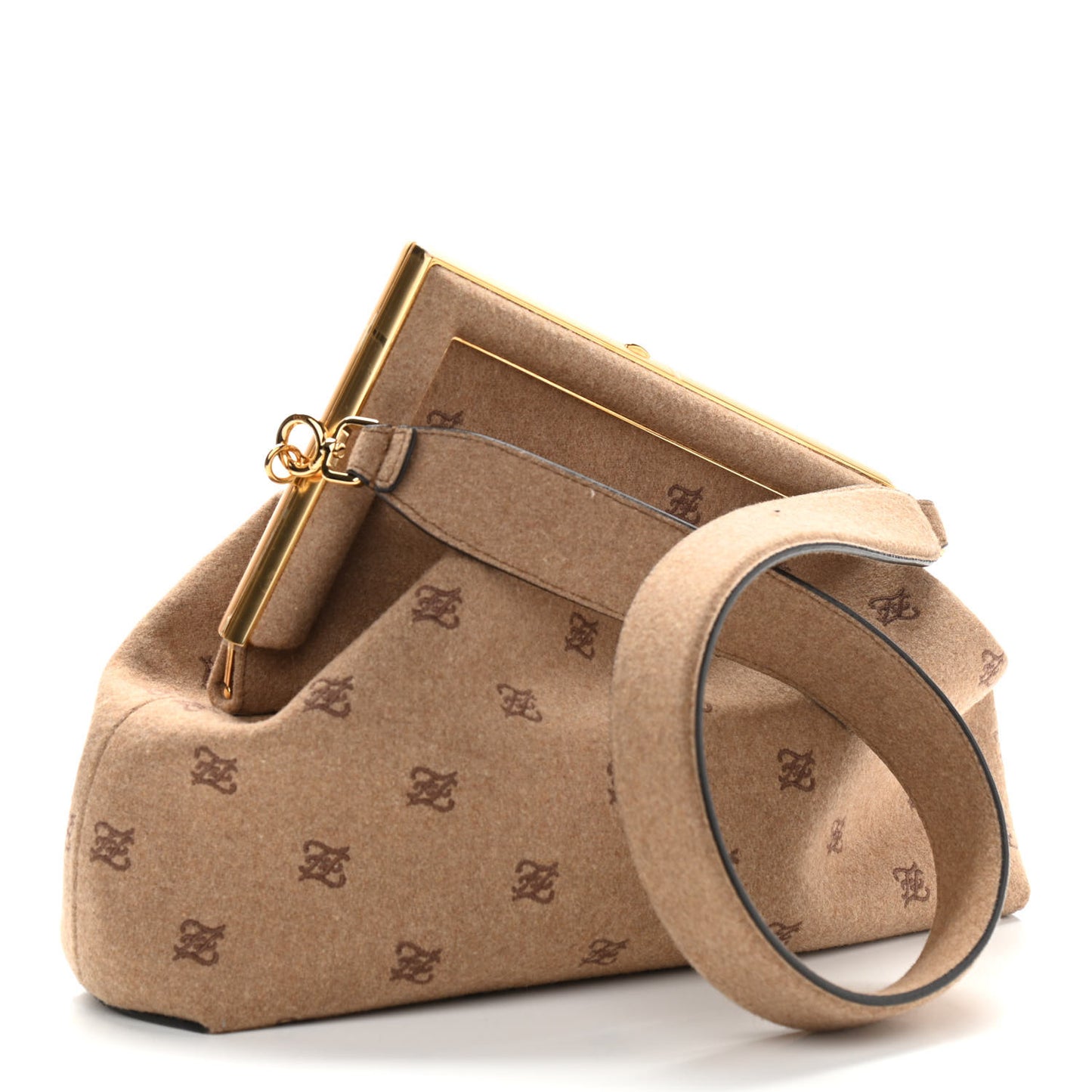 Flannel Karligraphy Embroidered Medium Fendi First Camel