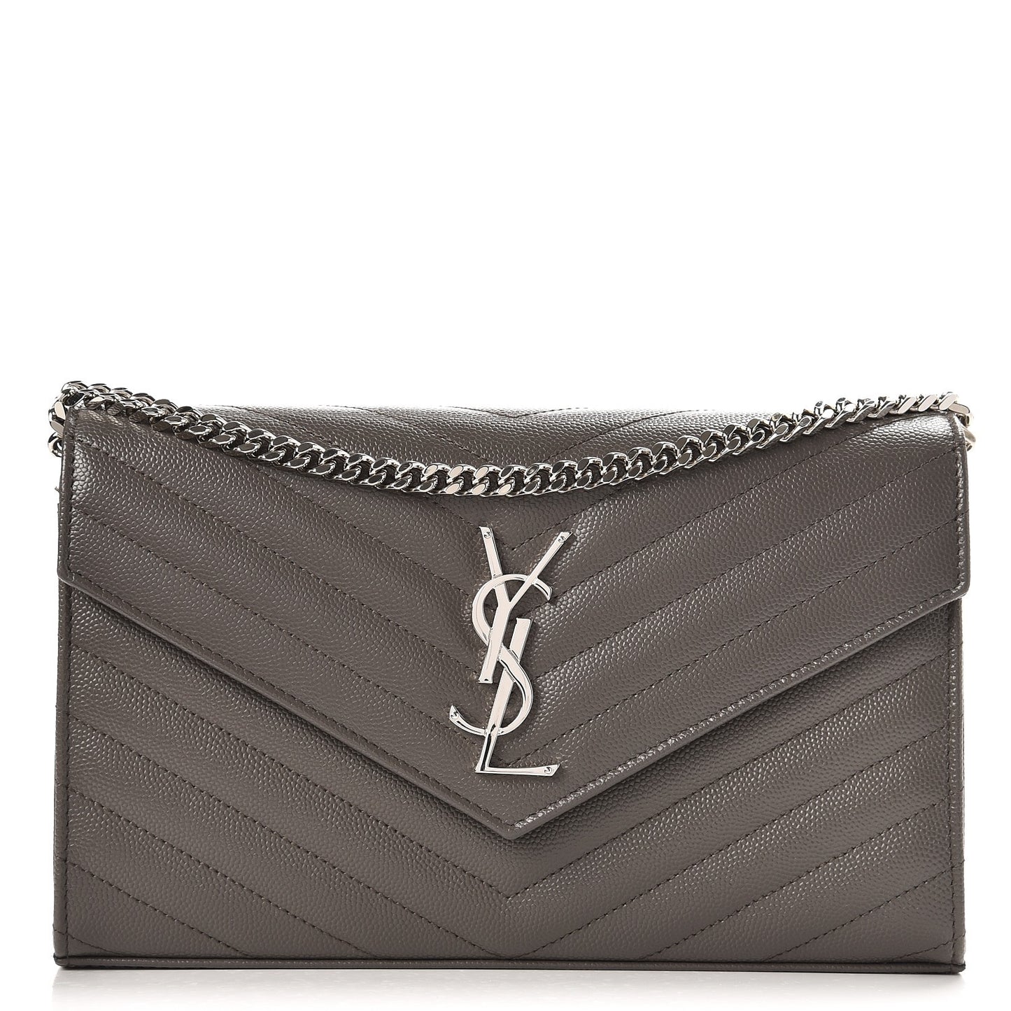 Grain De Poudre Matelasse Chevron Monogram Chain Wallet Earth