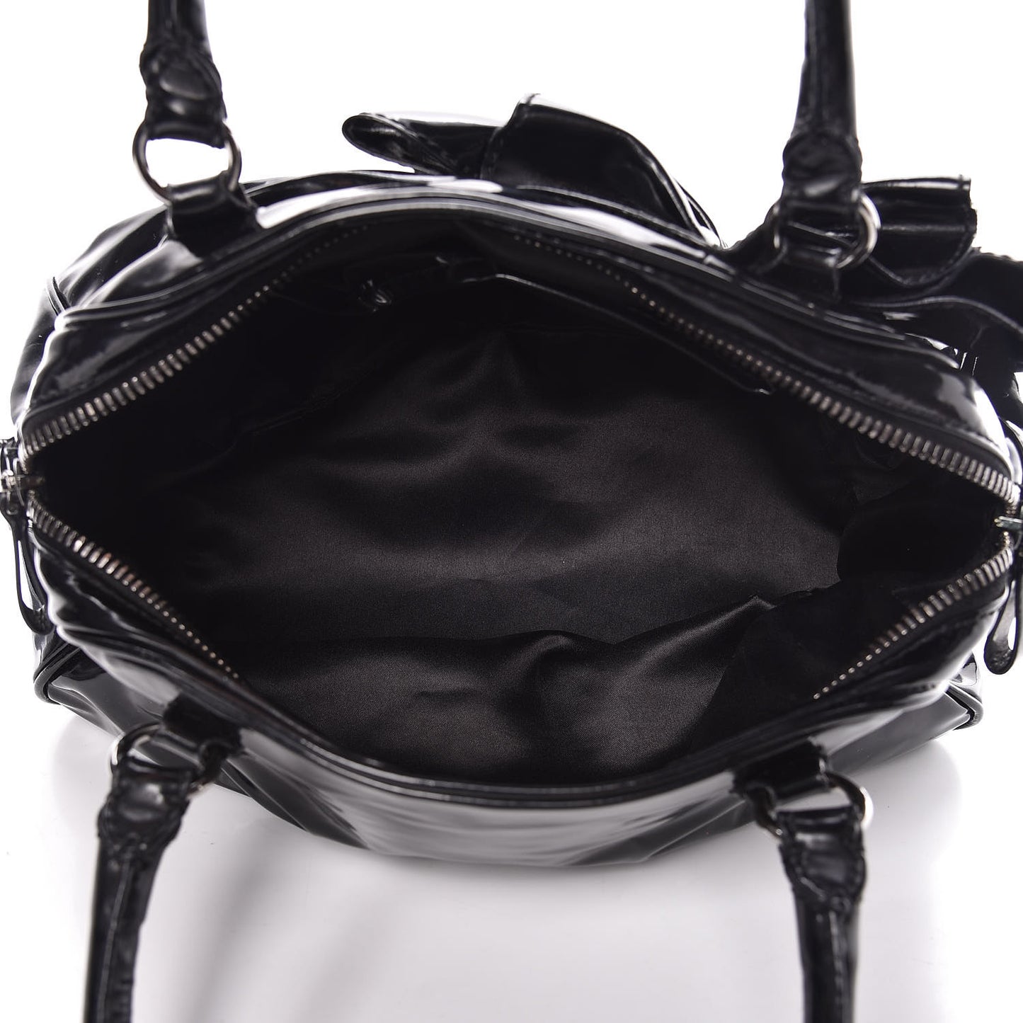 Patent Lacca Bow Bowler Tote Black