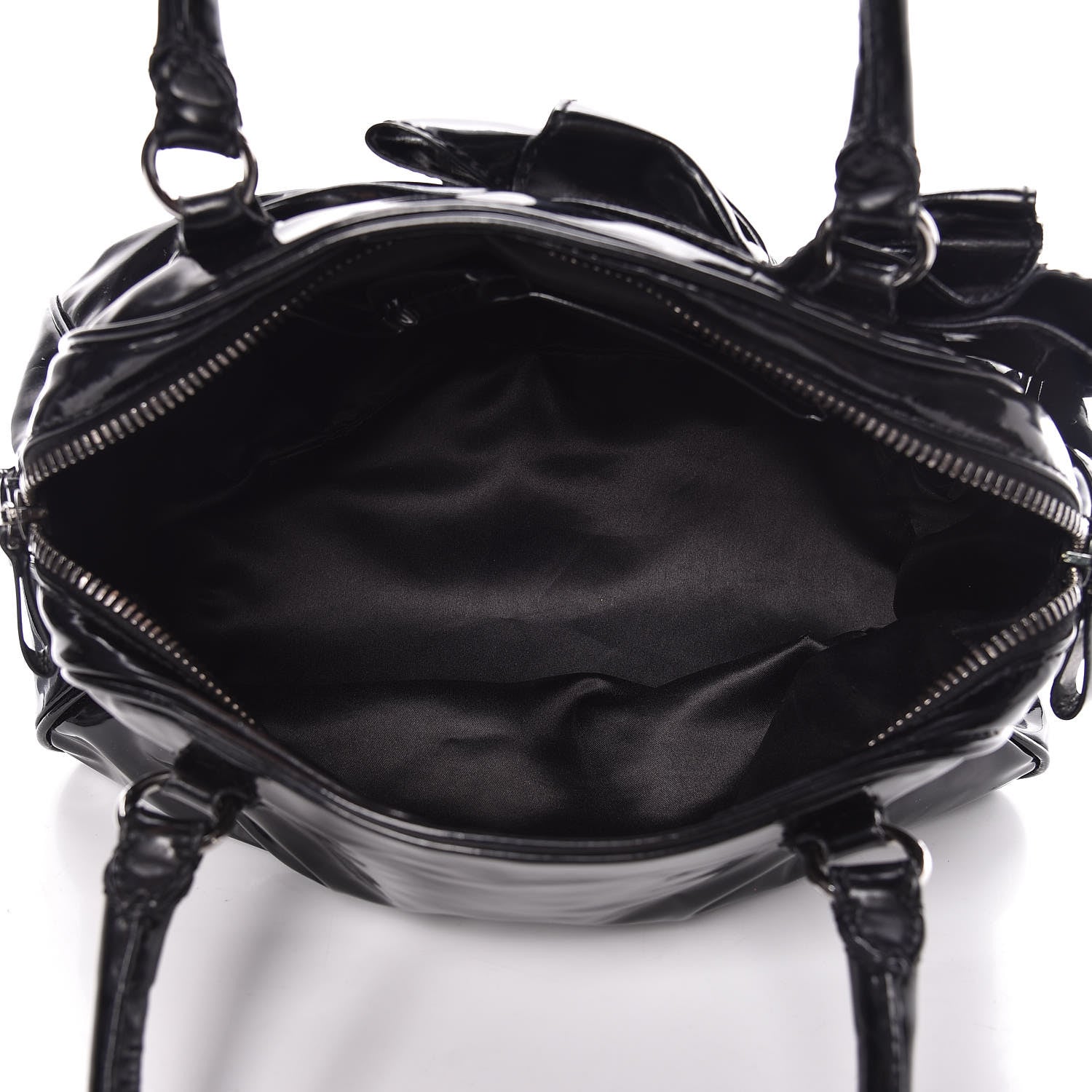 Valentino Garavani Patent Lacca Bow Bowler Tote Black 5 of 11
