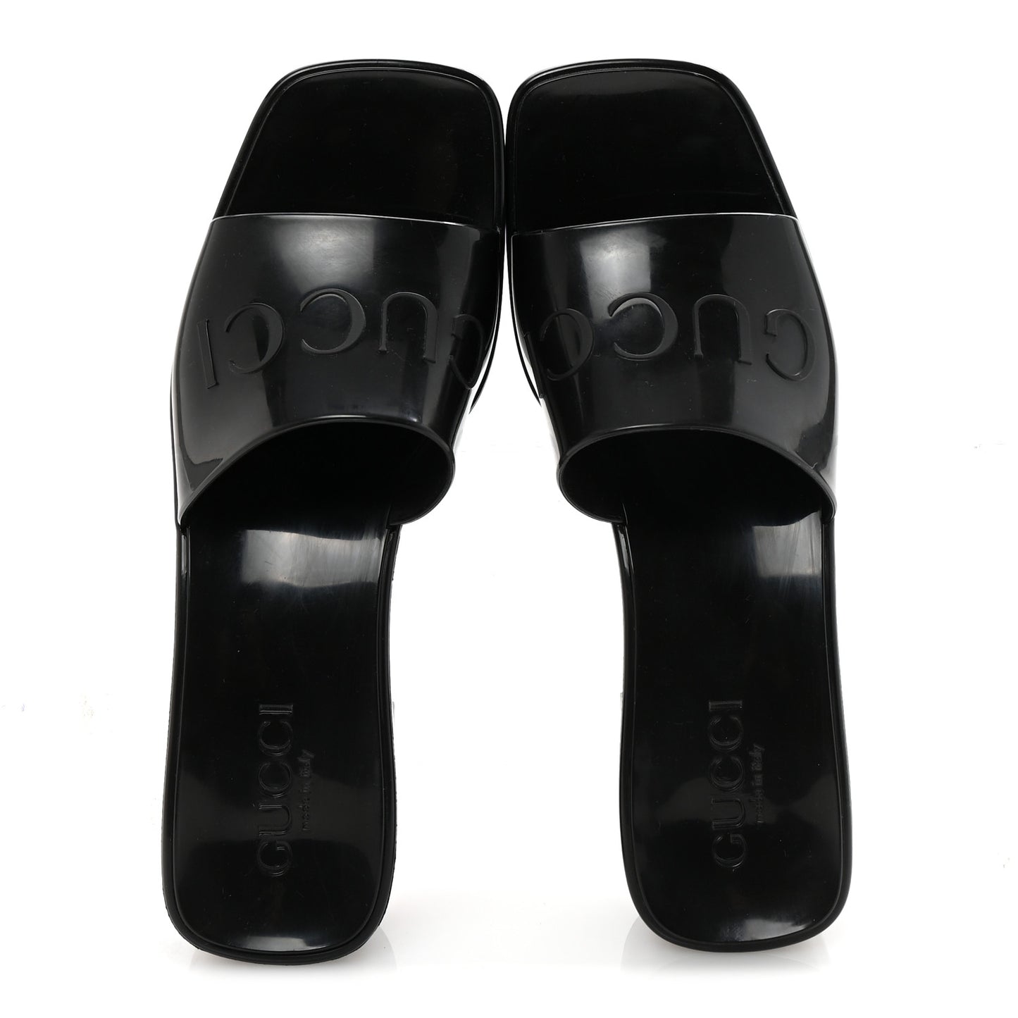 Rubber Gucci Logo Womens Platform 20/60mm Slide Sandals 36 Black