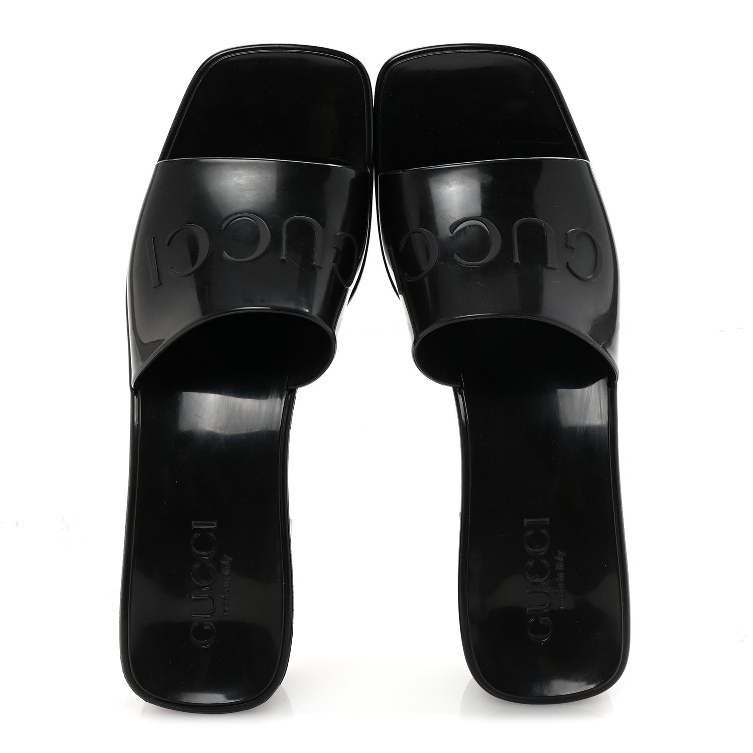 Gucci Rubber Gucci Logo Womens Platform 20/60mm Slide Sandals 36 Black 2 of 10