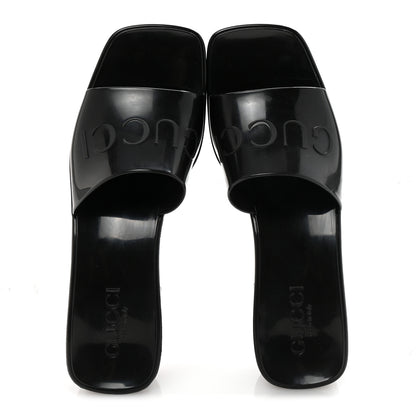 Gucci Rubber Gucci Logo Womens Platform 20/60mm Slide Sandals 36 Black 2 of 10
