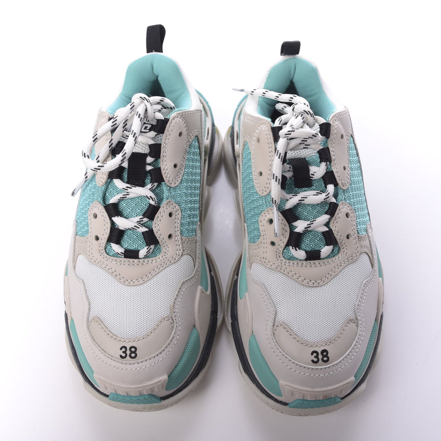 Fabric Mesh Womens Triple S Sneakers 38 White Green Grye
