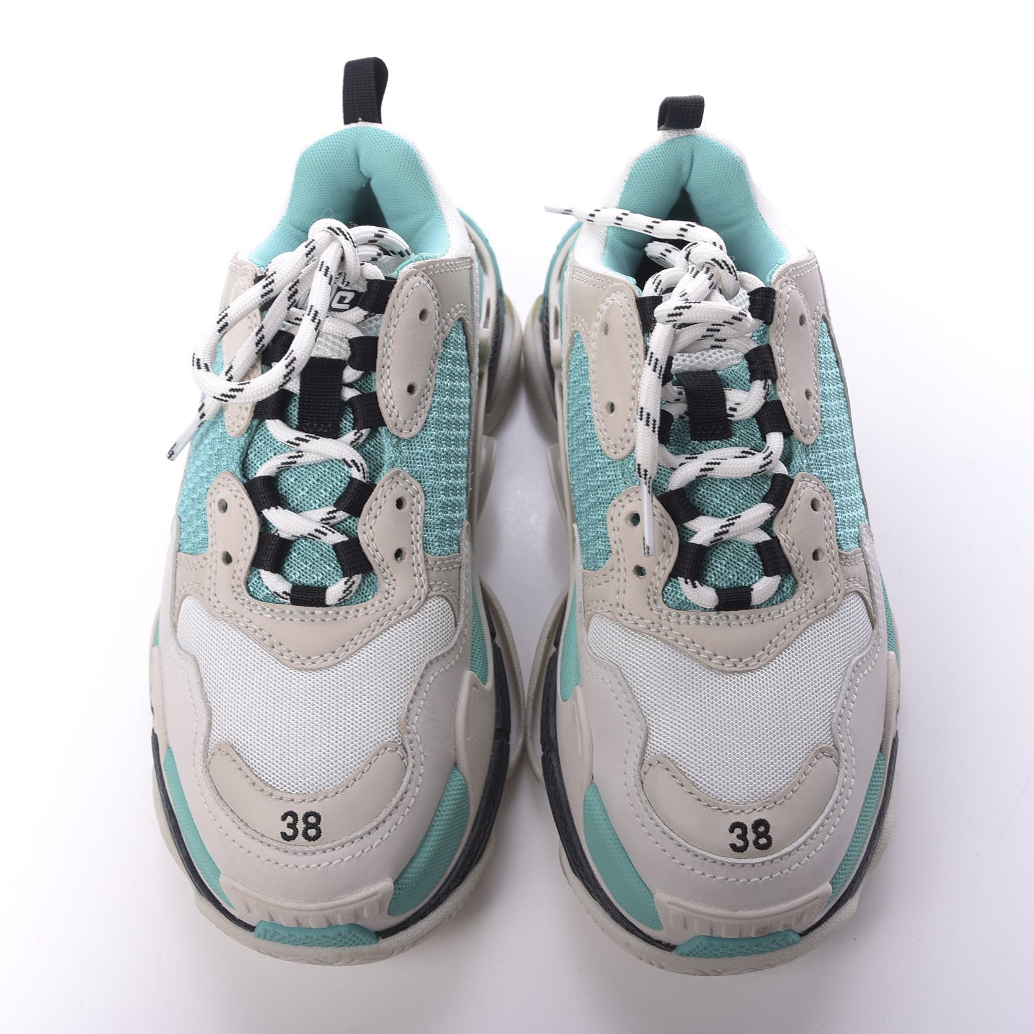 Balenciaga Fabric Mesh Womens Triple S Sneakers 38 White Green Grye 5 of 10