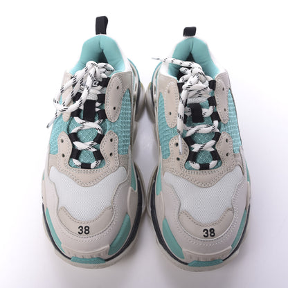 Balenciaga Fabric Mesh Womens Triple S Sneakers 38 White Green Grye 5 of 10