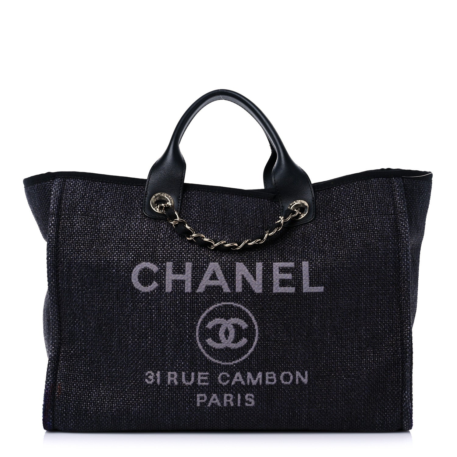 Chanel Woven Straw Raffia Medium Deauville Tote Black 1 of 15
