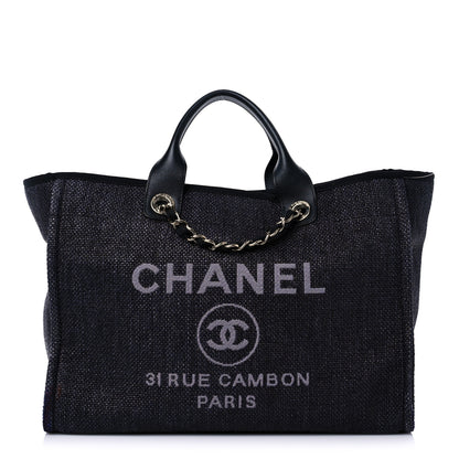 Chanel Woven Straw Raffia Medium Deauville Tote Black 1 of 15