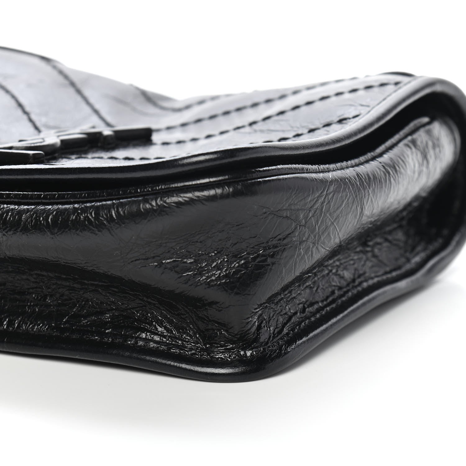 Saint Laurent Crinkled Calfskin Matelasse Monogram Niki Chain Wallet Black 8 of 8