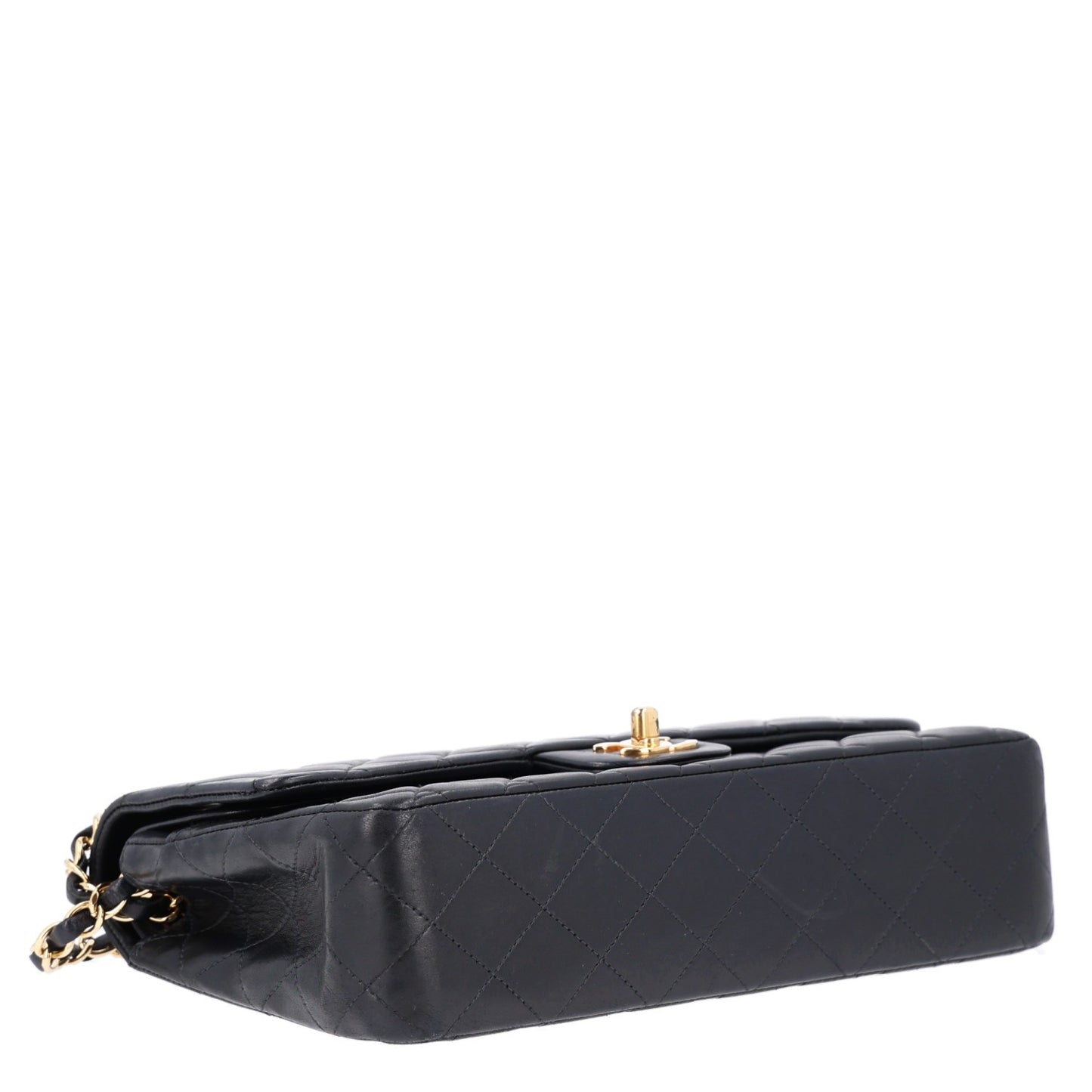 Lambskin Quilted Medium Double Flap Black