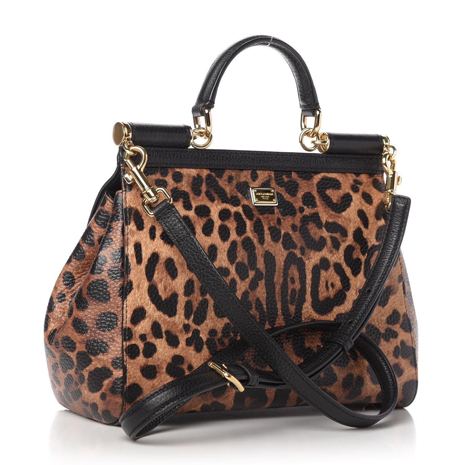 Dolce & Gabbana Dauphine Leopard Love Patch Medium Miss Sicily Satchel Brown Black 3 of 12