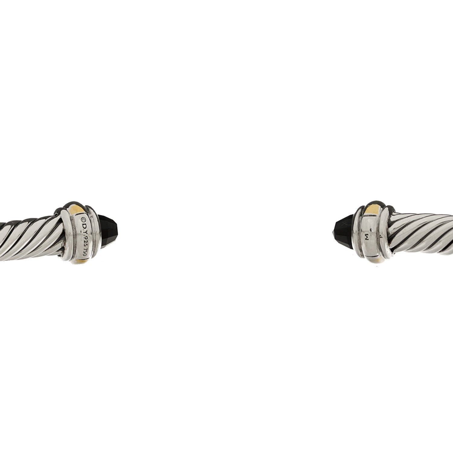 David Yurman Sterling Silver 18K Yellow Gold Black Onyx 4mm Cable Classics Bracelet 3 of 3