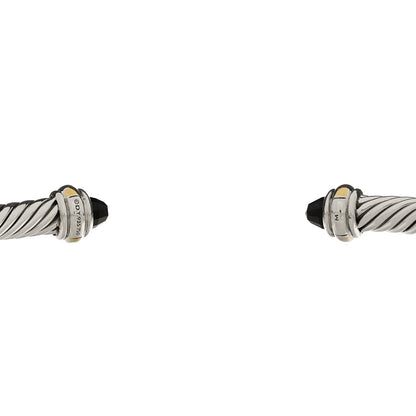 David Yurman Sterling Silver 18K Yellow Gold Black Onyx 4mm Cable Classics Bracelet 3 of 3