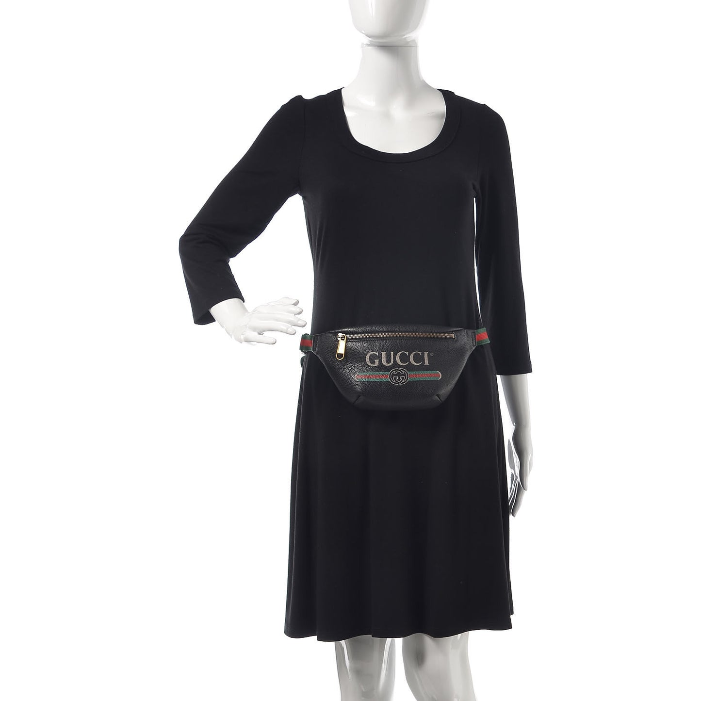 Grained Calfskin Small Logo Belt Bag Black