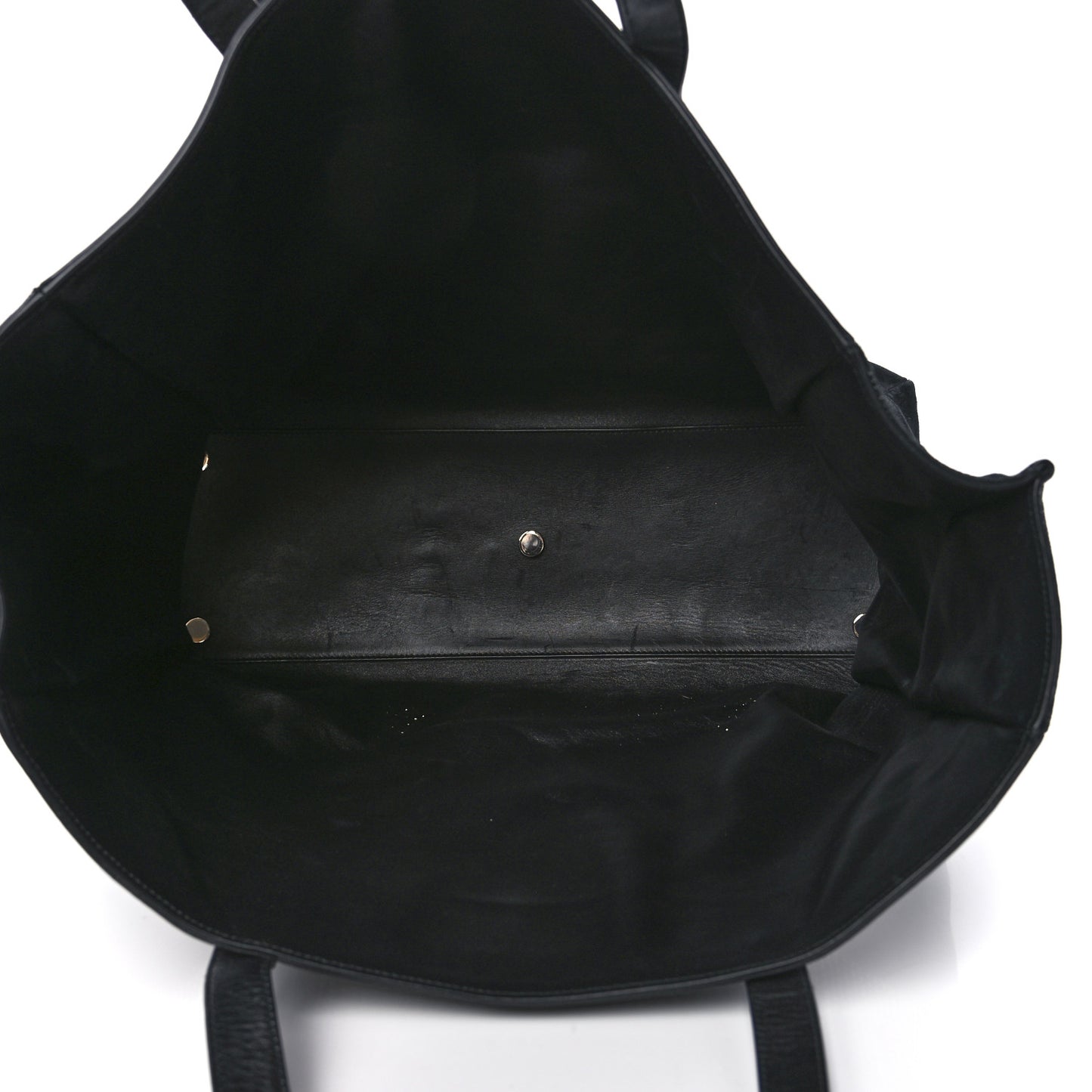 Calfskin Suede Studded Reversible East West Shopping Tote Black