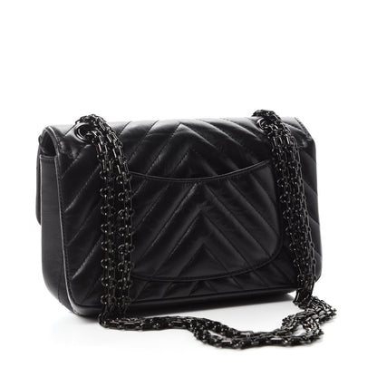 Chanel Aged Calfskin Chevron Quilted 2.55 Reissue Mini Flap So Black 3 of 11