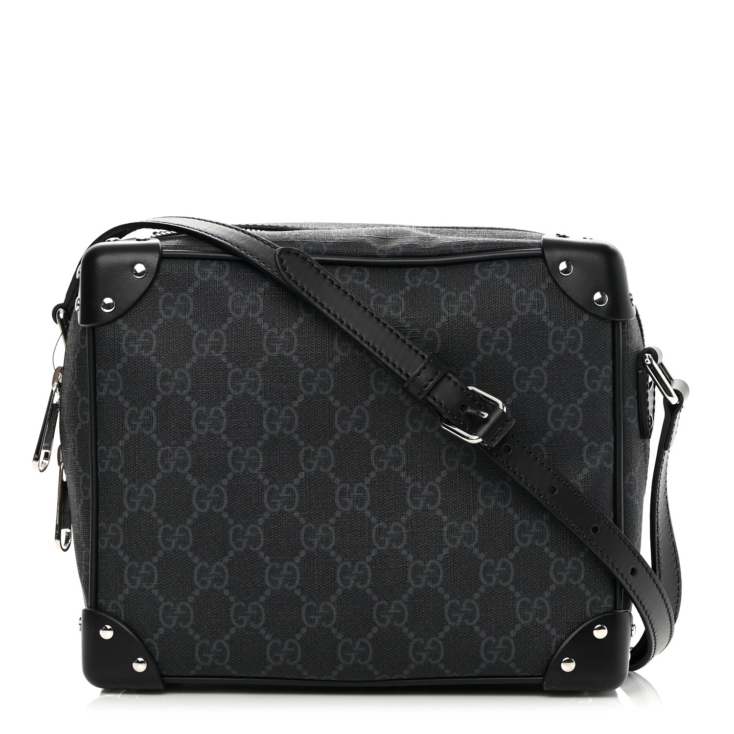 Gucci GG Supreme Monogram Selleria Calfskin Square Messenger Bag Black 1 of 11