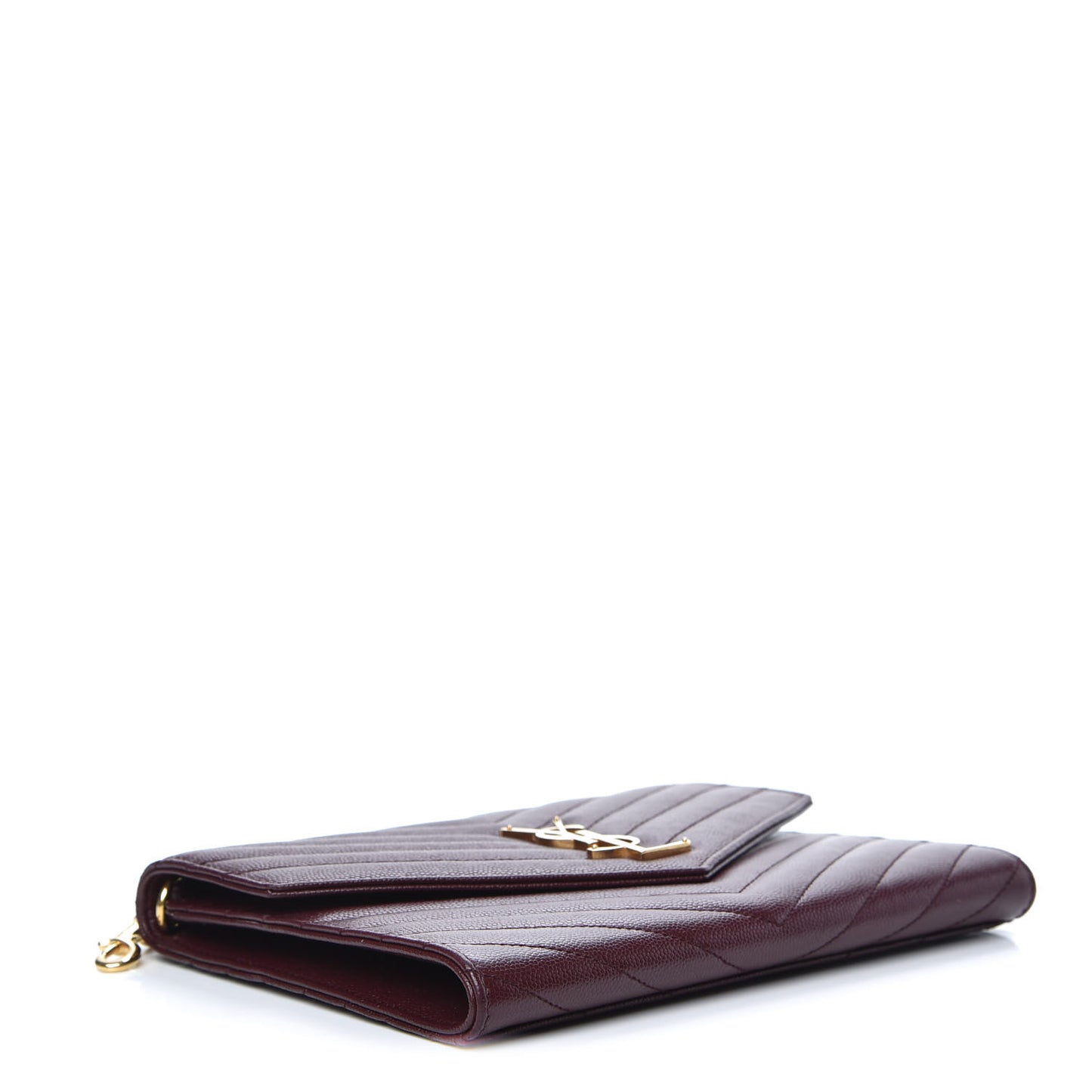 Grain De Poudre Matelasse Chevron Monogram Envelope Clutch Rouge Legion