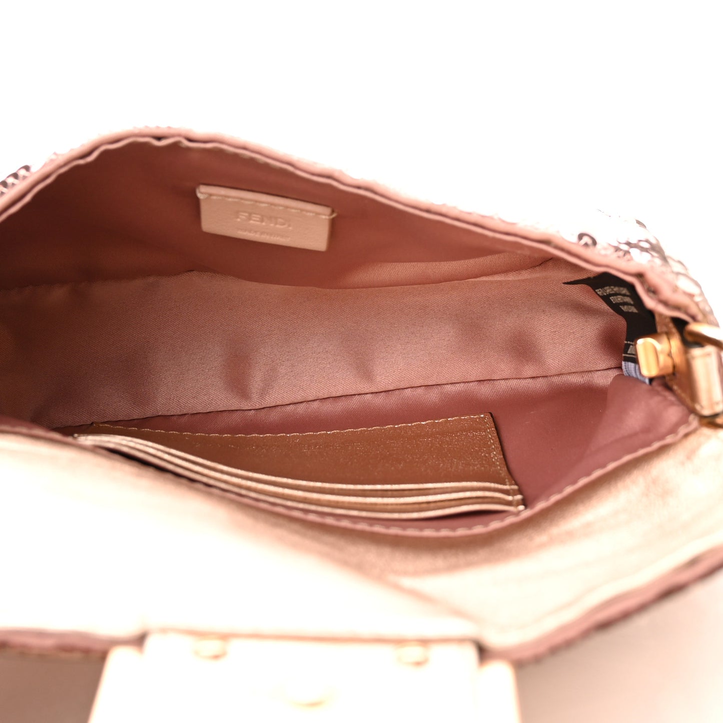 Sequin Metallic Nappa Pequin Mini Baguette Rame