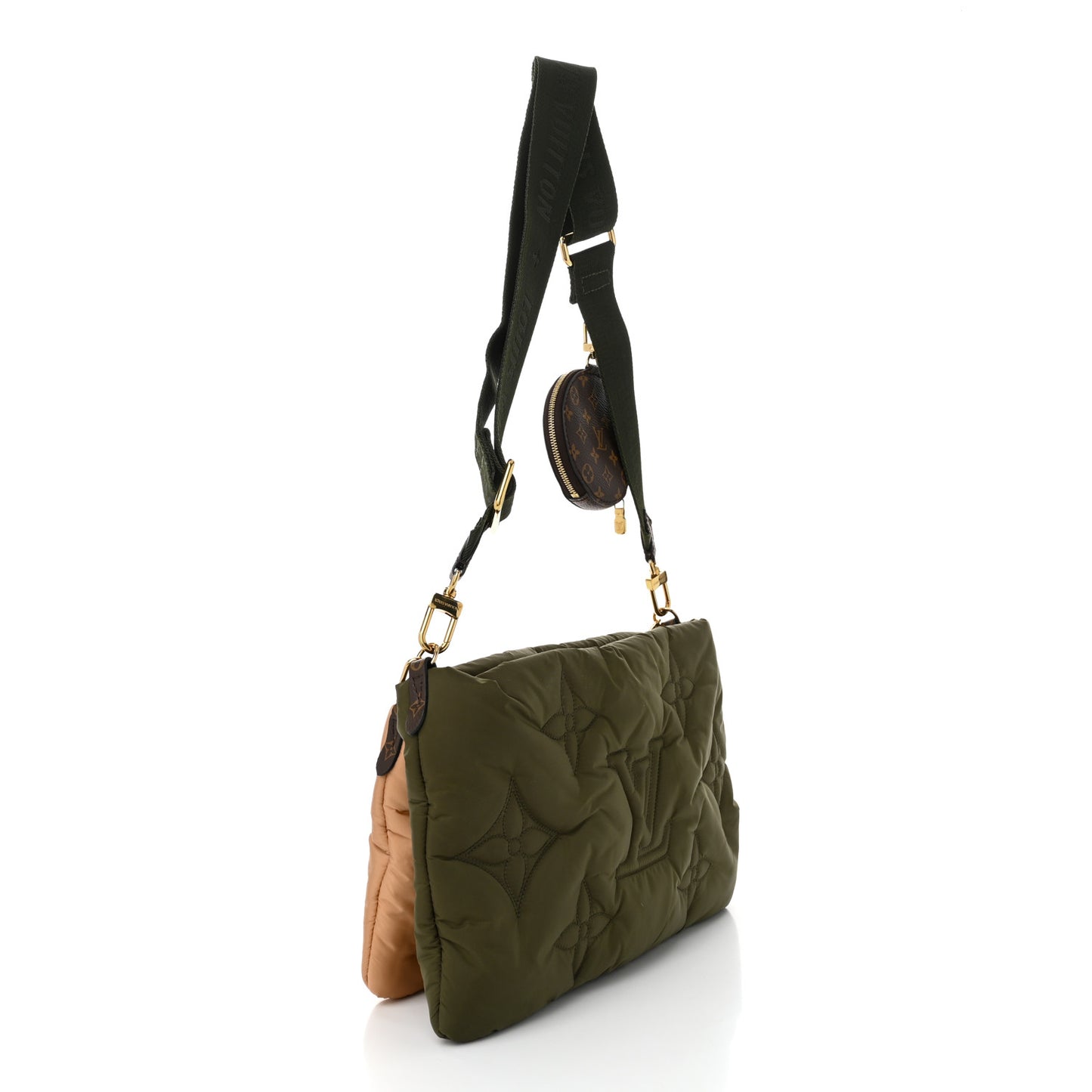 Econyl Monogram Pillow Maxi Multi Pochette Accessories Kaki Beige