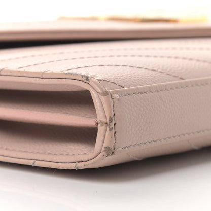 Saint Laurent Grain De Poudre Matelasse Chevron Monogram Chain Wallet Pale Pink 9 of 16