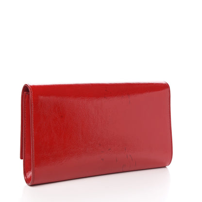 Saint Laurent Textured Patent Monogram Large Belle De Jour Clutch Red 2 of 8