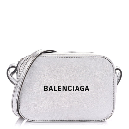 Balenciaga Metallic Goatskin Logo XS Everyday Camera Bag Argent Black 1 of 8