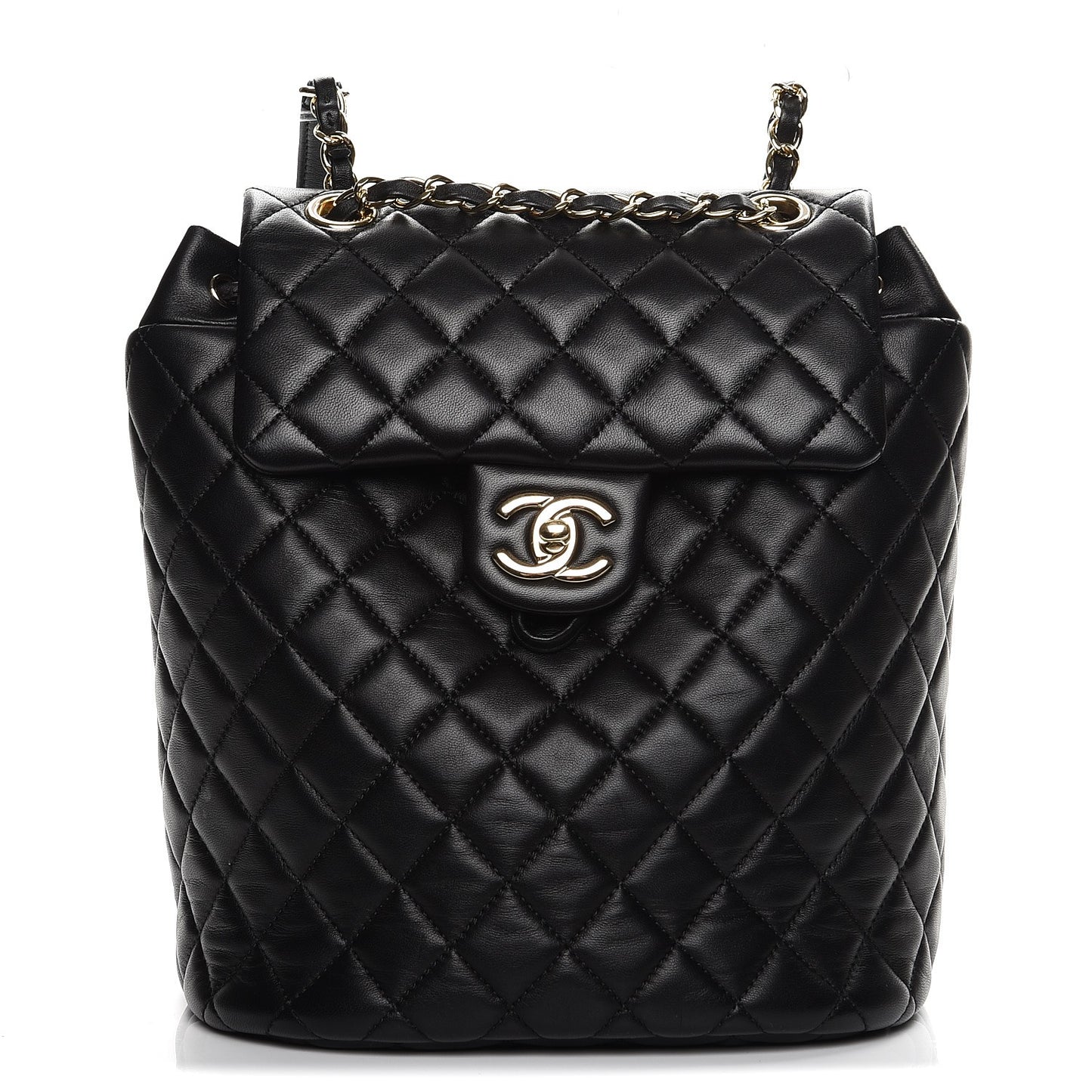 Lambskin Quilted Small Urban Spirit Backpack Black
