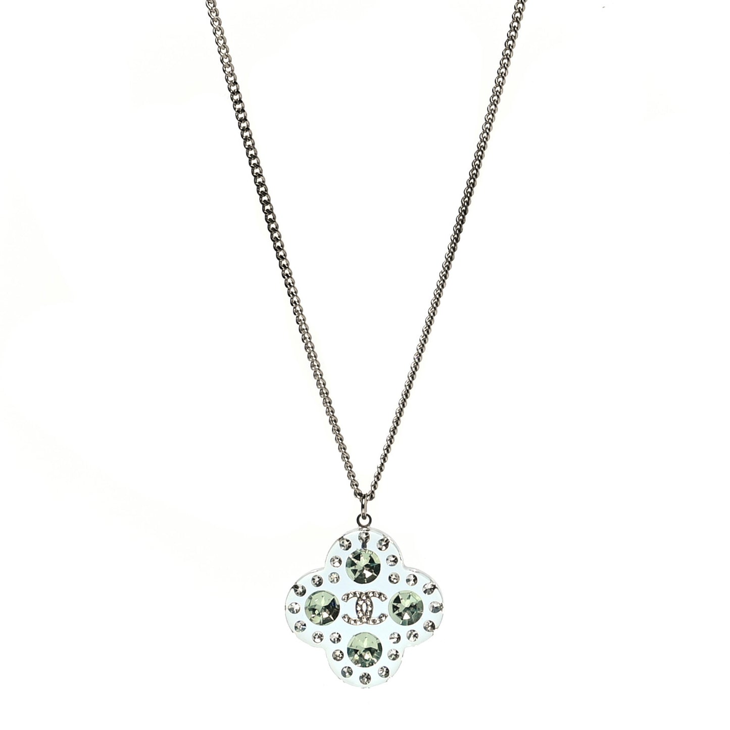 Resin Crystal CC Necklace Blue Green