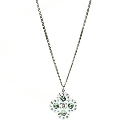 Chanel Resin Crystal CC Necklace Blue Green 1 of 5