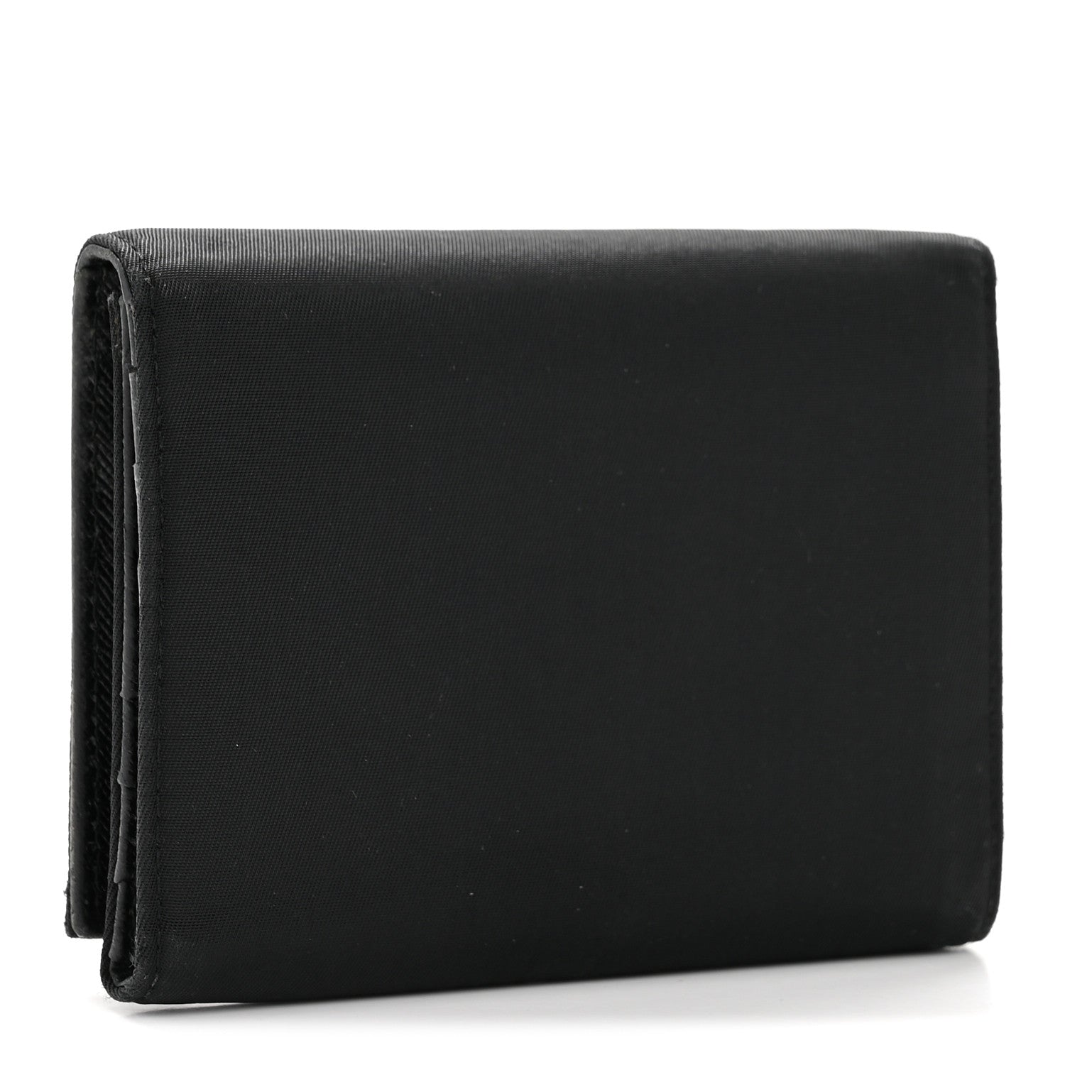 Prada Tessuto Nylon Tri-Fold Compact Wallet Black 1822546