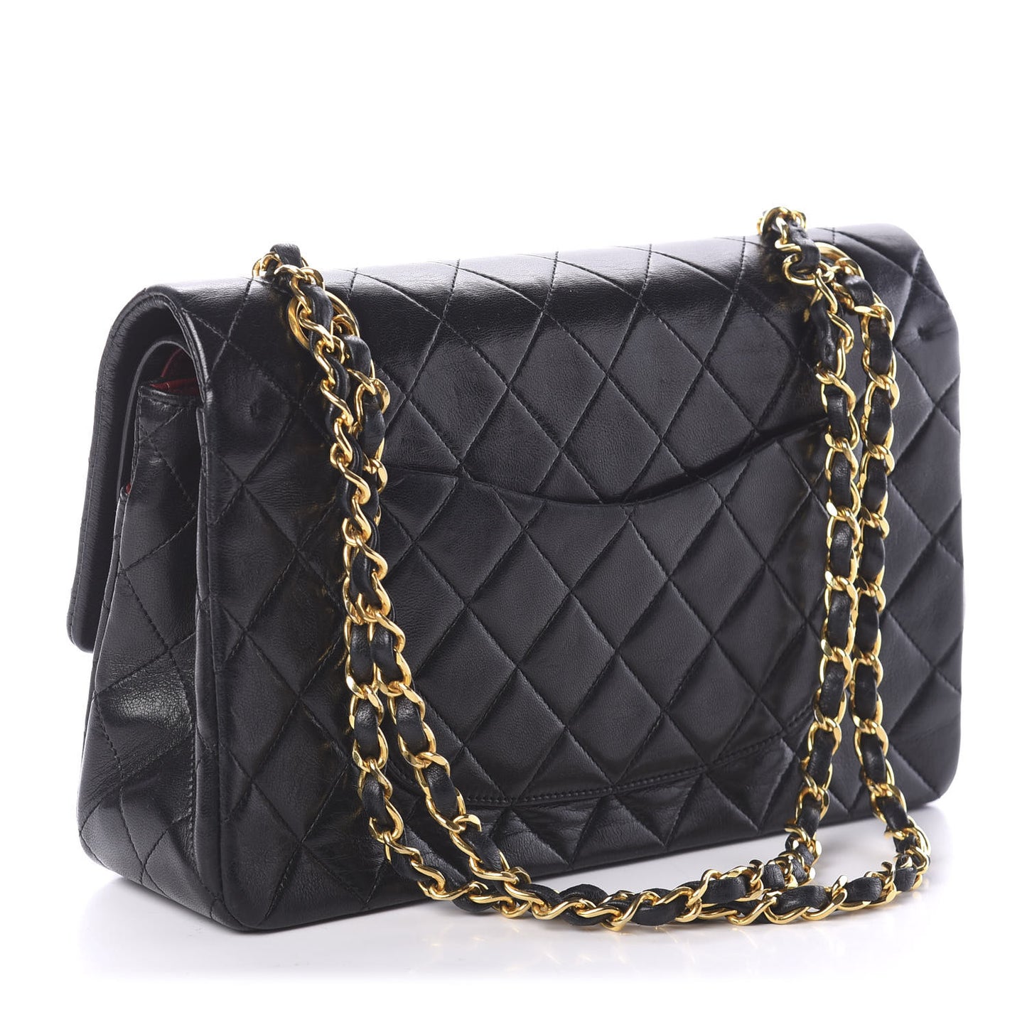 Lambskin Quilted Medium Double Flap Black