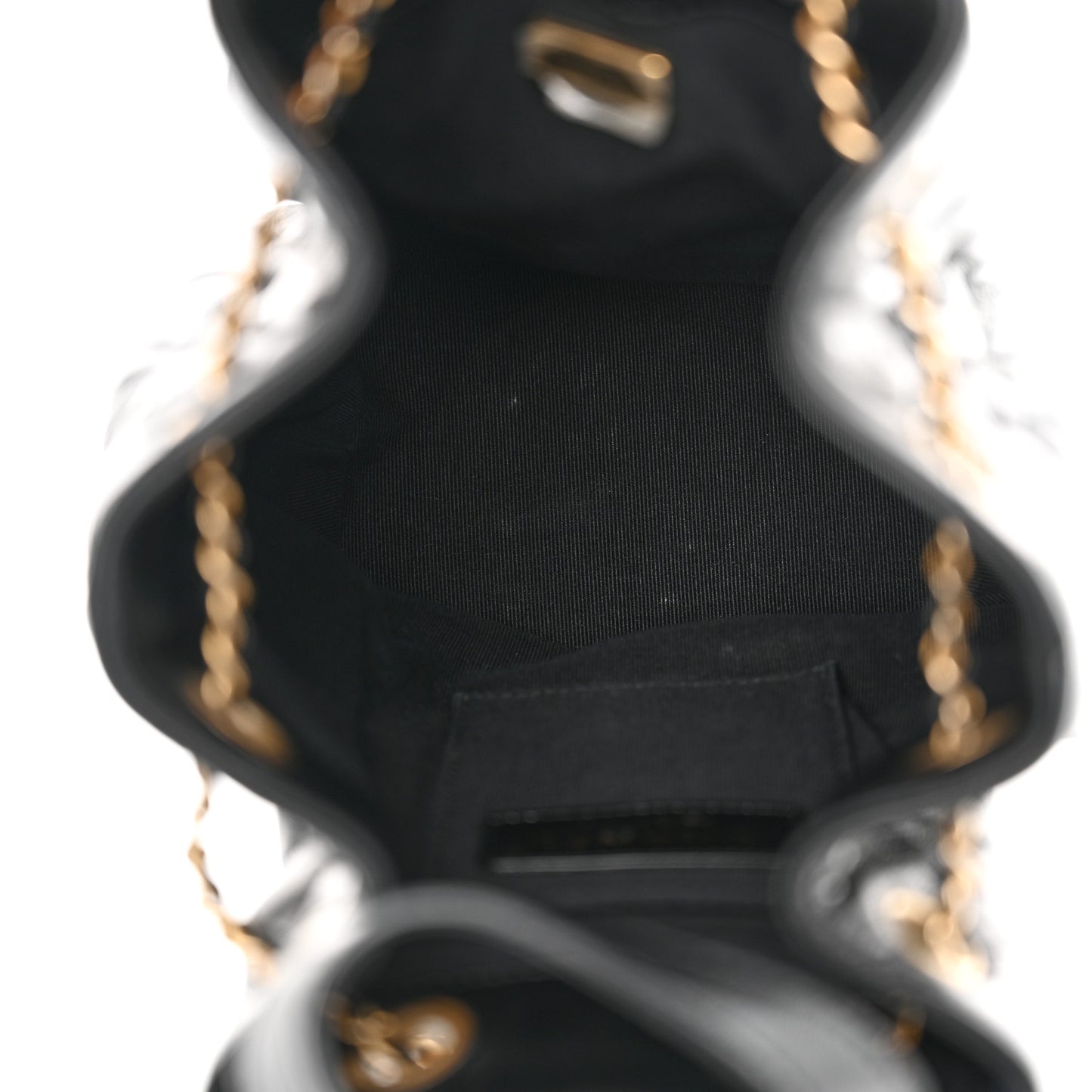 Calfskin Quilted CC Chain Bucket Backpack Black