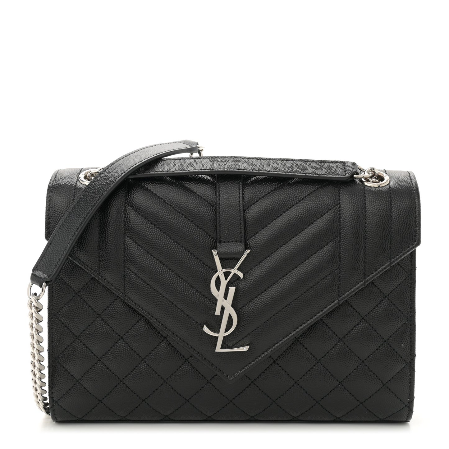 Grain De Poudre Textured Mixed Matelasse Triquilt Medium Monogram Satchel Black