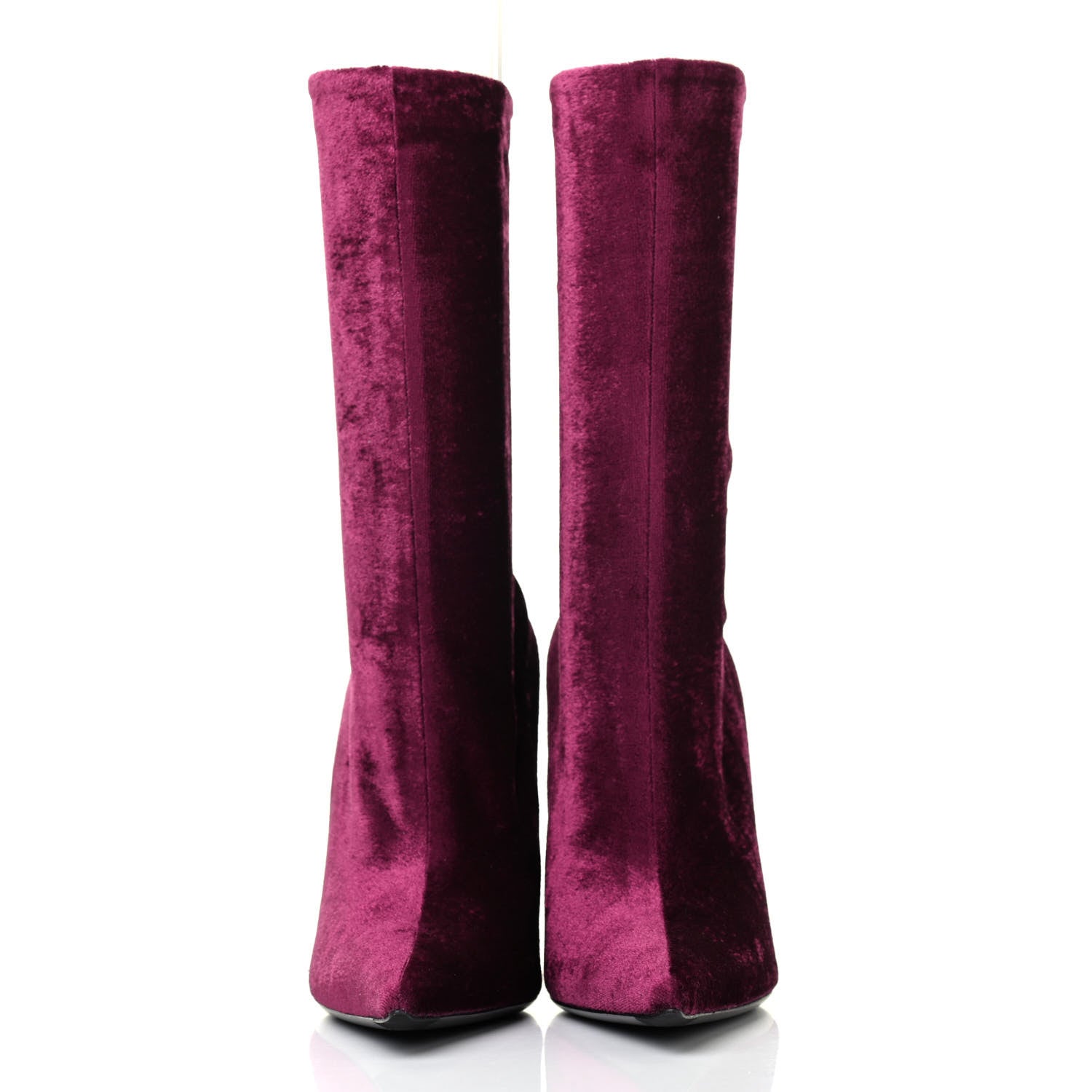 Balenciaga Velvet Extreme Pointed Toe Knife Booties 36 Rouge Prune 2 of 4