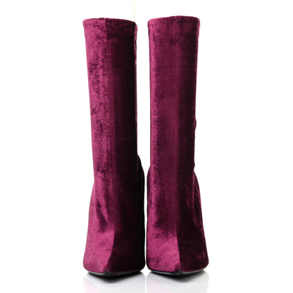 Balenciaga Velvet Extreme Pointed Toe Knife Booties 36 Rouge Prune 2 of 4
