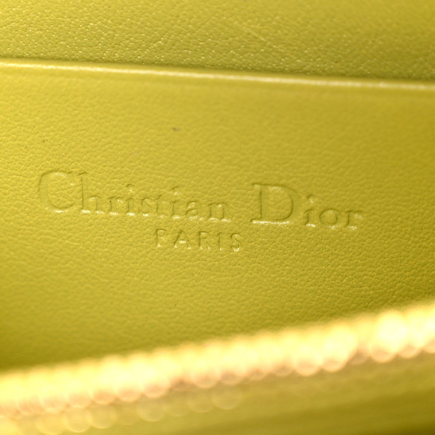 Christian Dior Patent Cannage Small Lady Dior Voyageur Coin Purse Lime 6 of 7