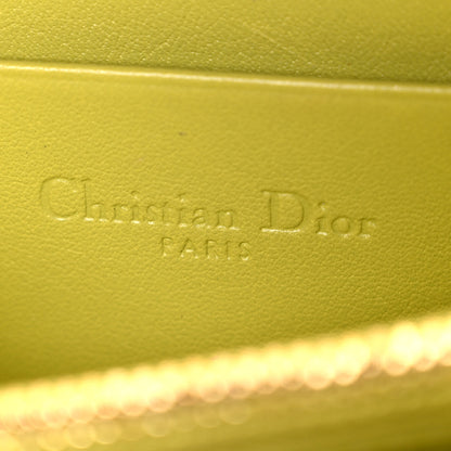 Christian Dior Patent Cannage Small Lady Dior Voyageur Coin Purse Lime 6 of 7