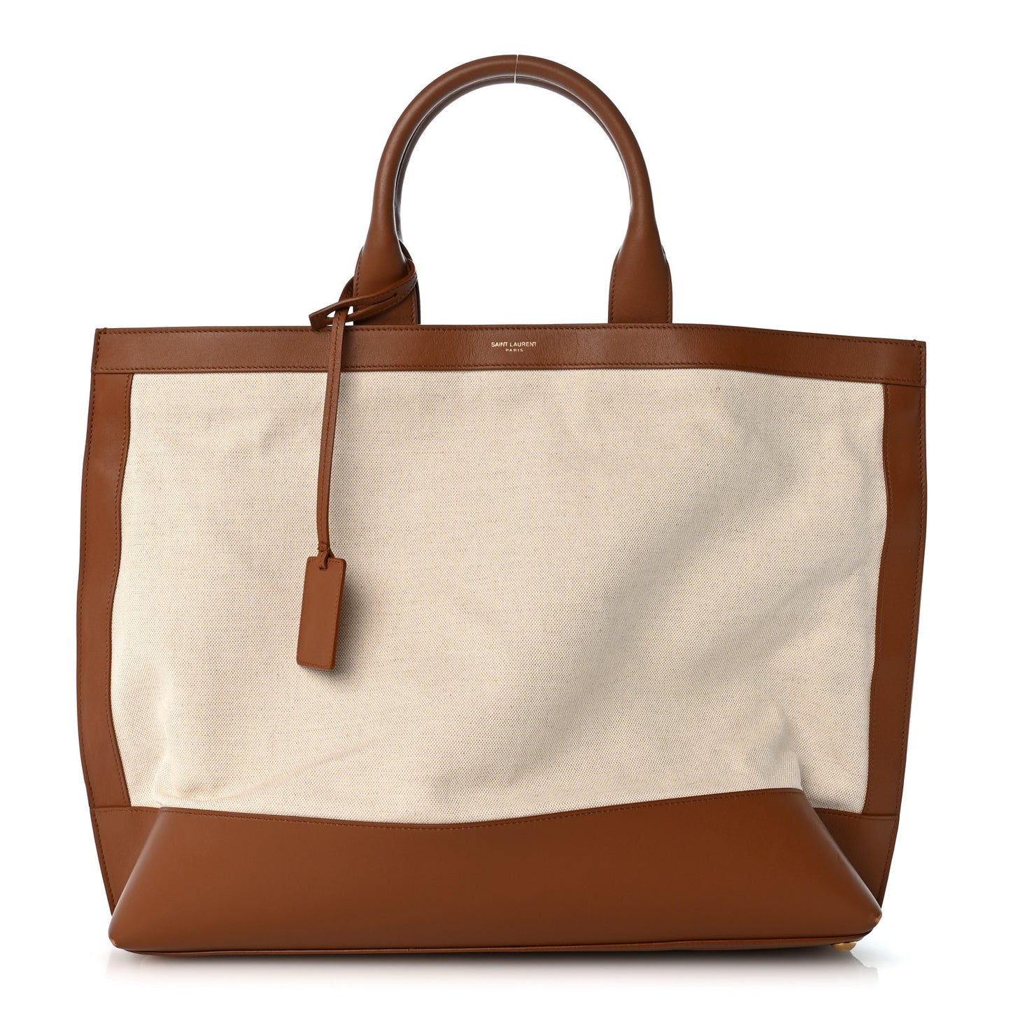 Calfskin Linen Two Tone Cabas Tote Beige