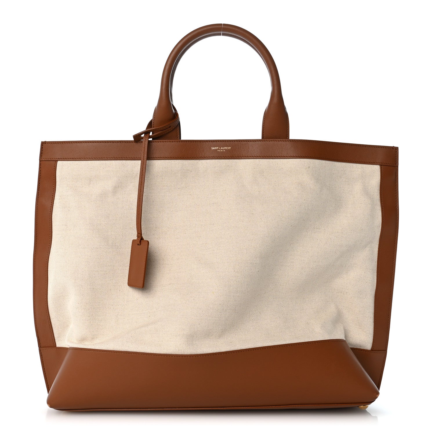 Saint Laurent Calfskin Linen Two Tone Cabas Tote Beige 1 of 12