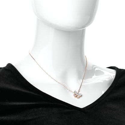 Van Cleef & Arpels 18K Rose Gold Diamond Mother of Pearl Two Butterfly Pendant Necklace 2 of 7