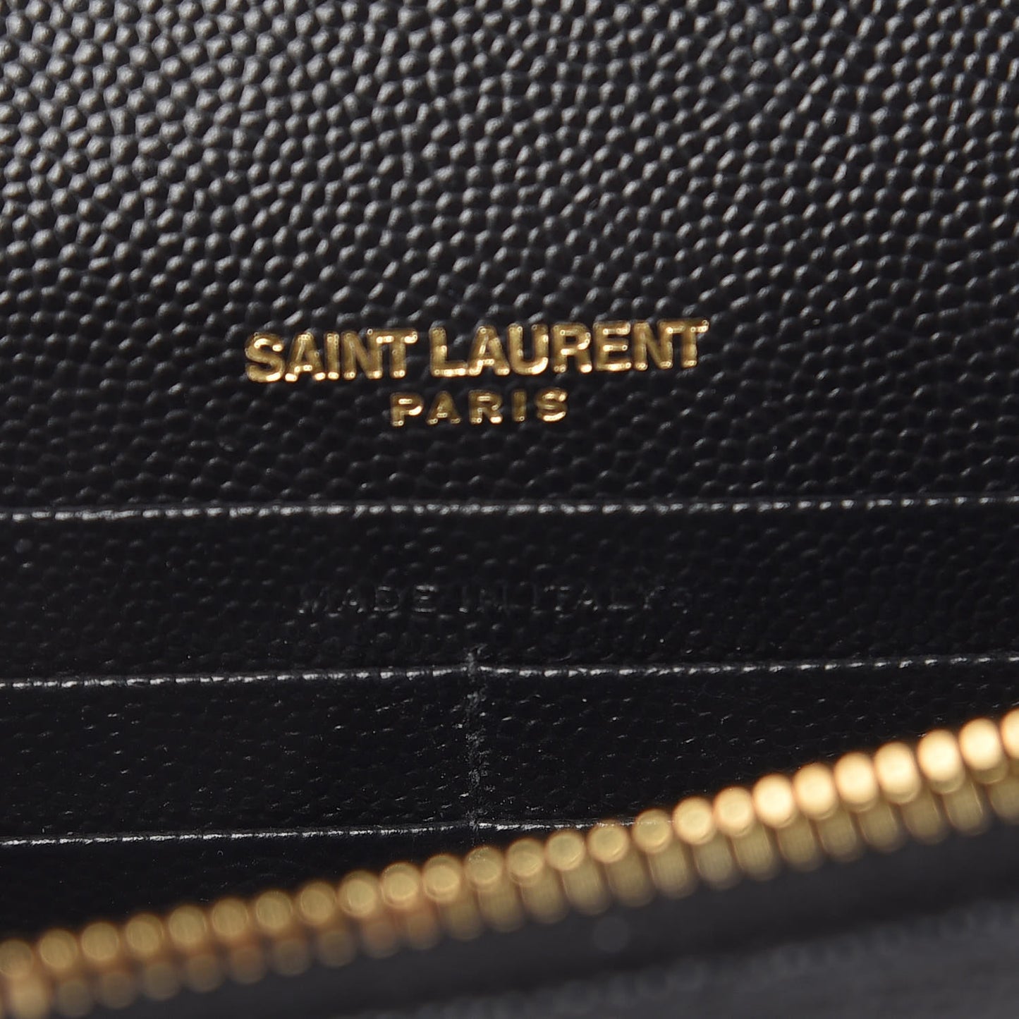 Grain De Poudre Matelasse Chevron Monogram Envelope Chain Wallet Black