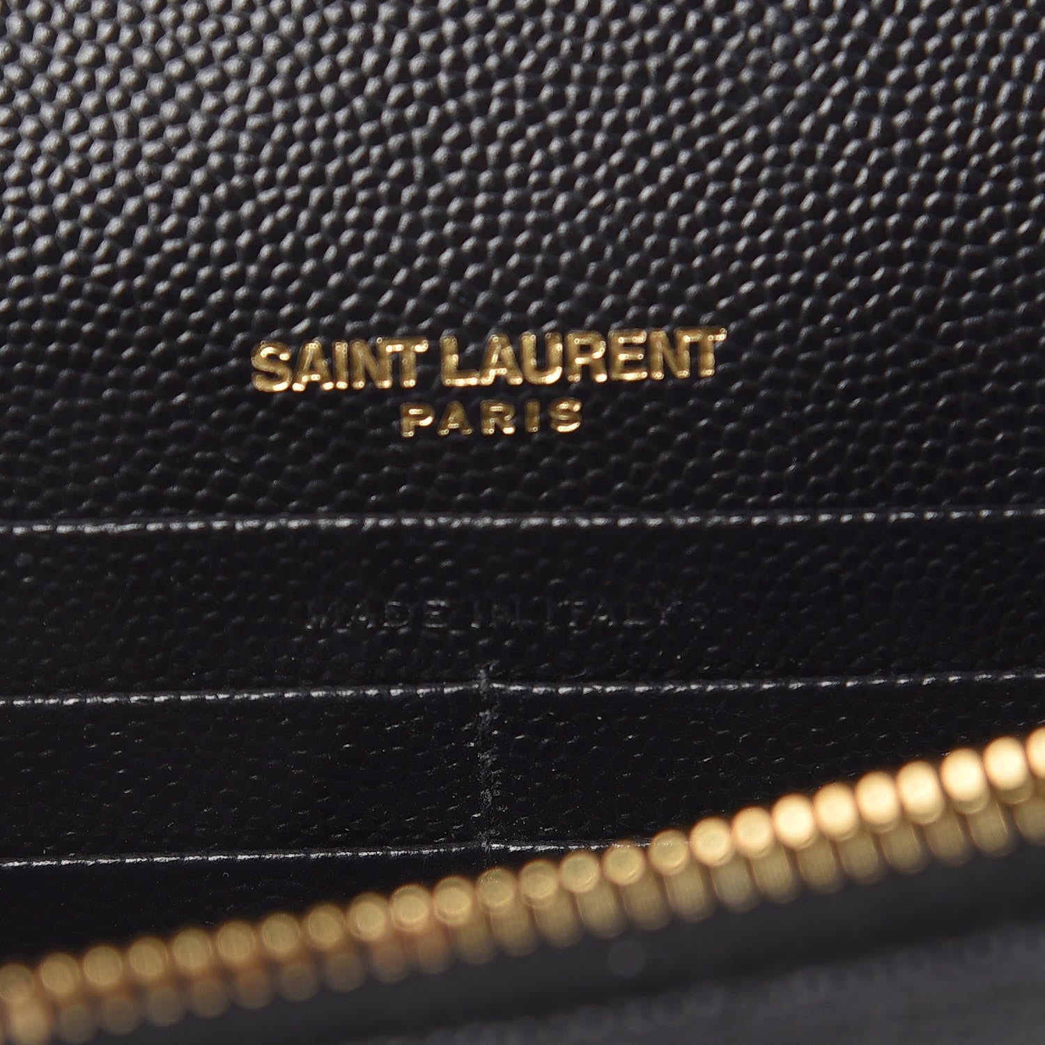 Saint Laurent Grain De Poudre Matelasse Chevron Monogram Envelope Chain Wallet Black 7 of 13