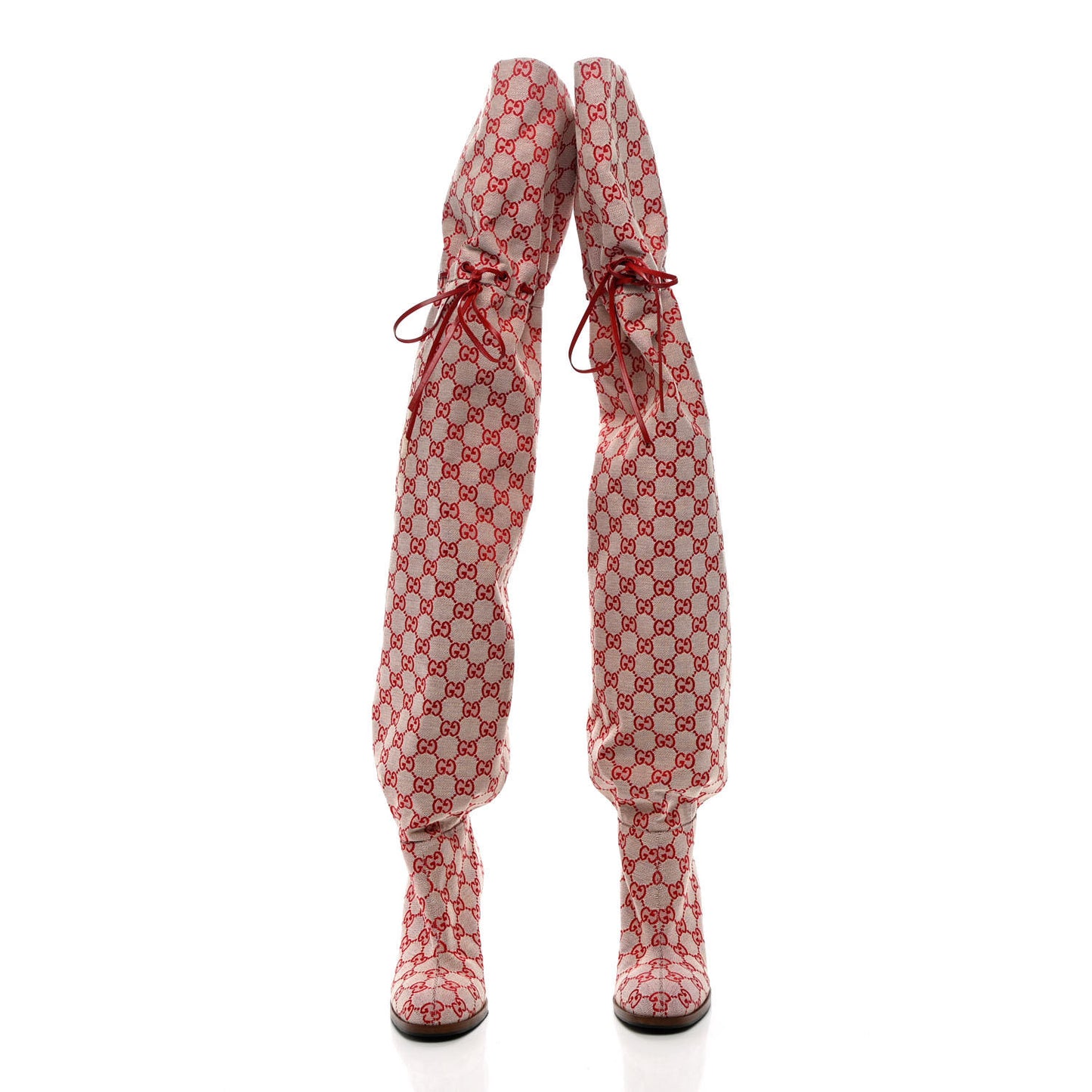 Monogram Over The Knee Boots 39.5 Gardenia Hibiscus Red